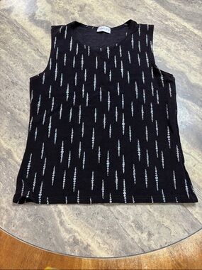 Ninety Black Tank Top with Iridescent Bead Stripes